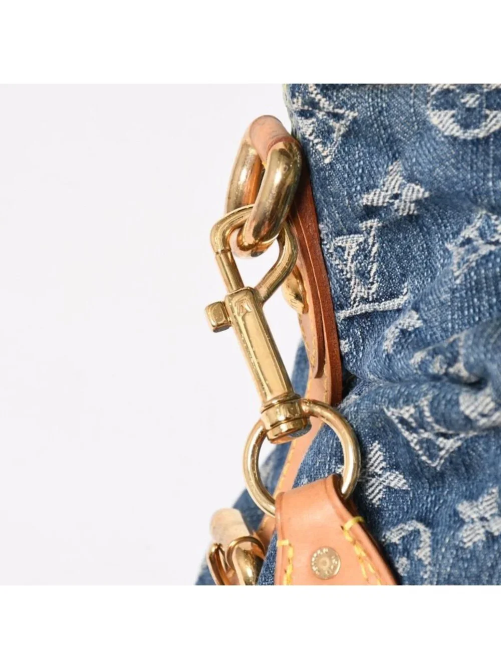 Louis Vuitton Neo Cabby MM Handbag 2-Way Monogram Denim Gold